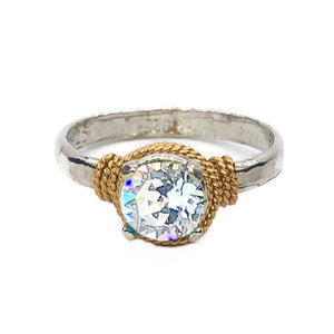Earth Grace Hand Hammered Ring Purity White Opal