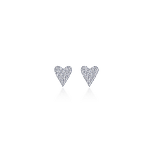 Lafonn Sterling Silver Pave Heart Stud Earrings