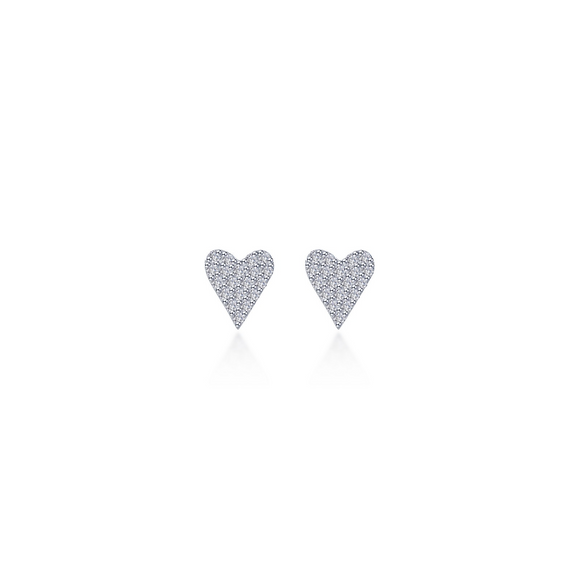 Lafonn Sterling Silver Pave Heart Stud Earrings