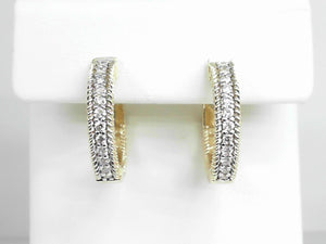 14K YG .49 CTW Diamond Hoops w/ Cable Outlining Texture