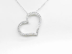 14k White Gold Diamond Heart Pendant with Chain