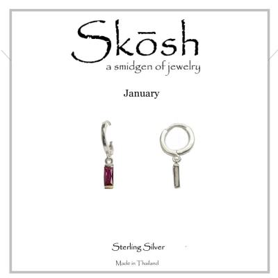 Skosh January Baguette Birthstone Earrings