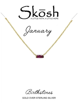Skosh Gold Plate Baguette Garnet Birthstone Necklace