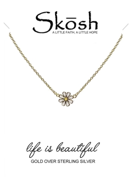 Skosh Gold Plated Enamel Daisy Necklace 18