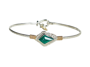 Sterling Silver/ Gold Filled Green Onyx Kite Bracelet 7"