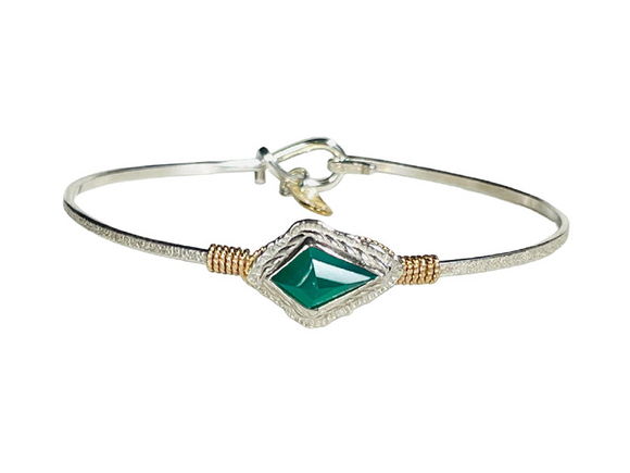 Sterling Silver/ Gold Filled Green Onyx Kite Bracelet 7
