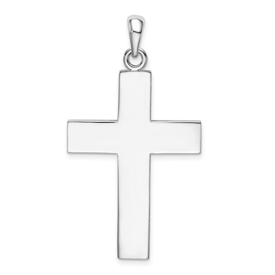 Sterling Silver Rhodium Plated Large Cross Pendant