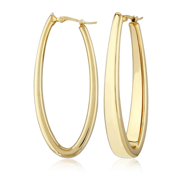 Sterling Silver/Gold Plated Long Oval Hoop Earrings