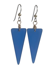 Sterling Silver Deep Blue Seaglass Nugget Earrings