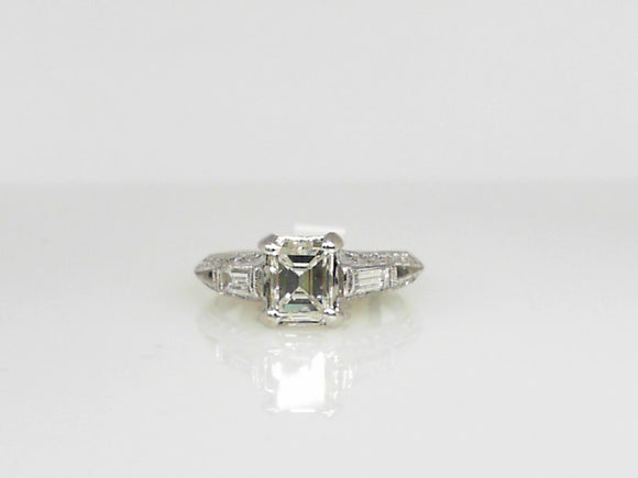 White Gold Emerald Cut Diamond Engagement Ring