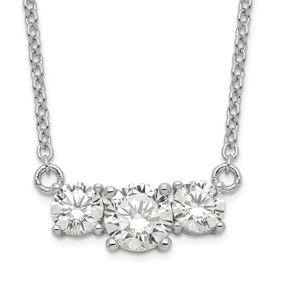 Sterling Silver 3-Stone CZ Necklace