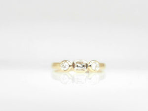 Yellow Gold Baguette and Round Diamond Band