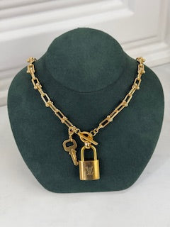 Gold Plated Authentic Louis Vuitton Margo Lock Necklace