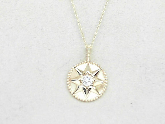 14k Yellow Gold Diamond 0.20ct Circle Pendant Necklace