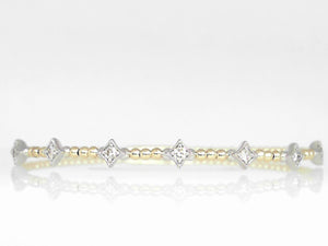 Two Tone Diamond Beaded Bangle Bracelet