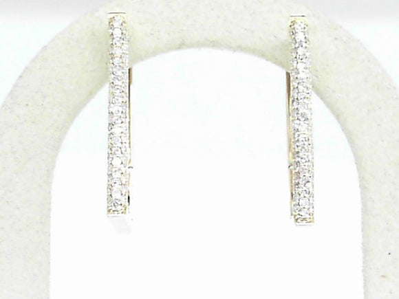 14k Yellow Gold Diamond 1.02ct Pave Rectangle Hoop Earrings