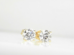 14k Yellow Gold Lab 0.76ct Diamond F-G SI Stud Earrings