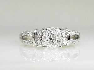 White Gold Endless Diamond Engagement Ring with Split Shank Detail