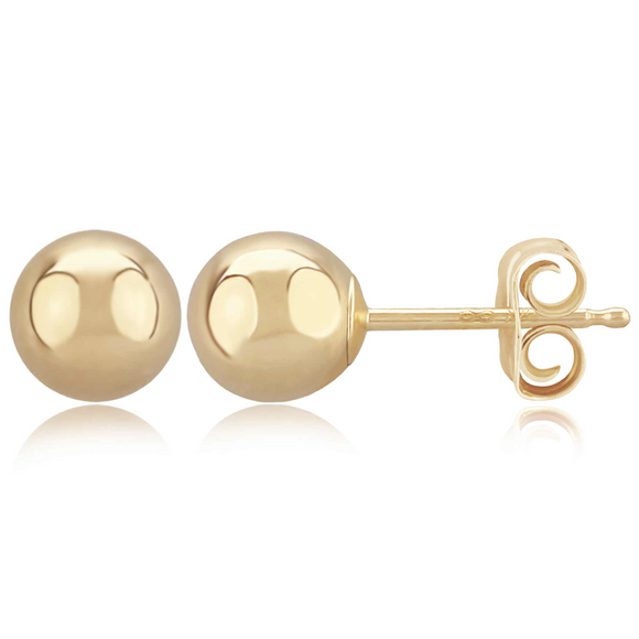 Sterling Silver Gold Plated Vermeil 6mm Ball Stud Earrings