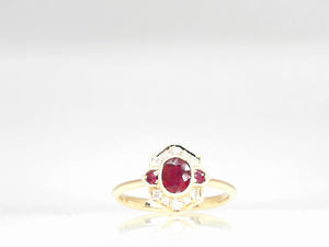 Yellow Gold Diamond and Ruby Ring