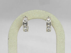 Yellow Gold Bezel Set Round and Baguette Diamond Hoops