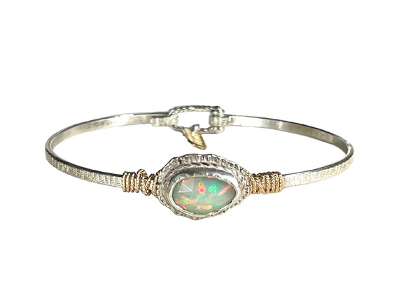 Sterling Silver Welo Opal Gemstone Bracelet 7
