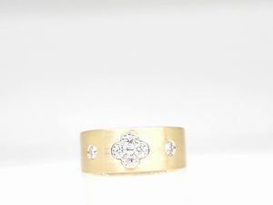 Two Tone Diamond Clover Ring