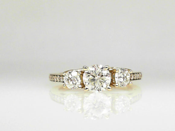 Yellow Gold Round 3-Stone Diamond Engagement Ring