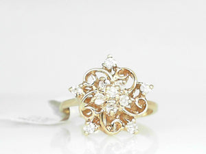 Yellow Gold Flower Shaped Cluster Ring