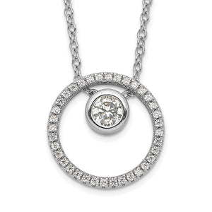 Sterling Silver/Rhodium Plated CZ Circle Necklace