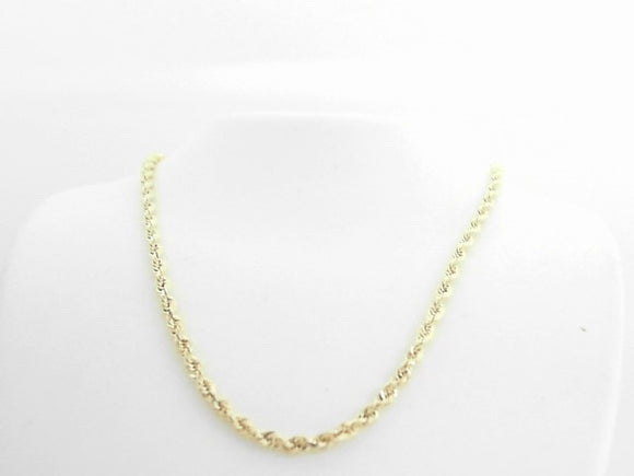 10k Yellow Gold 2 1/2mm Rope Chain 22