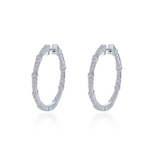 Sterling Silver 1.42ctw Bamboo Inside Out Hoop Earrings