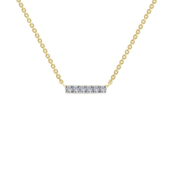 Lafonn Simulated Diamond Dainty Bar Necklace- Gold