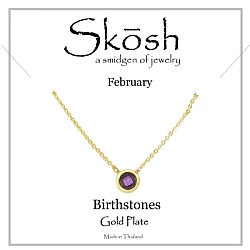 Skosh Gold Plated Bezel Set February Birthstone Necklace