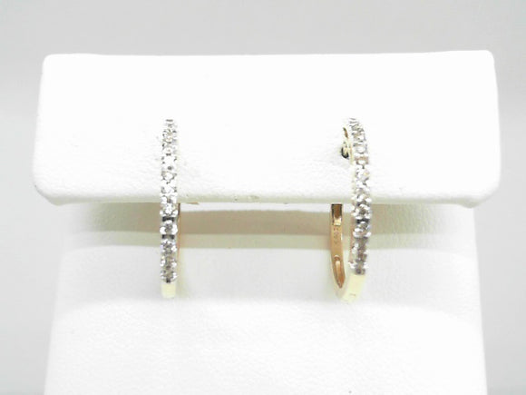 14k Yellow Gold Diamond (0.25) Hoop Earrings