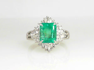 Platinum Ballerina w/ 1.73 CT Emerald Cut, Columbian Emerald GIA Cert & .48 CT Diamond #17408