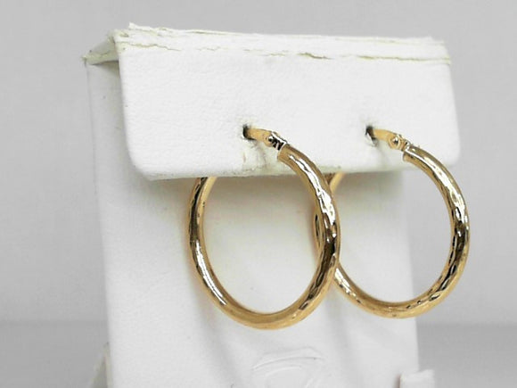 Yellow Gold Small Diamond Cut Hoops