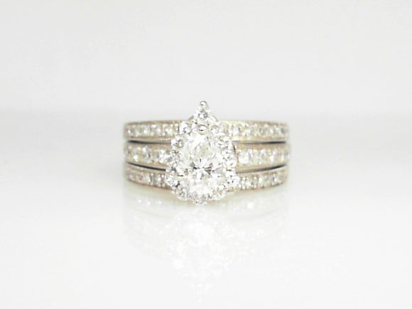 14K WG 1.35 CTW Diamond Pear Shaped Bridal Set