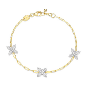 Charles Garnier Gold Plated Paperclip CZ Station Bracelet