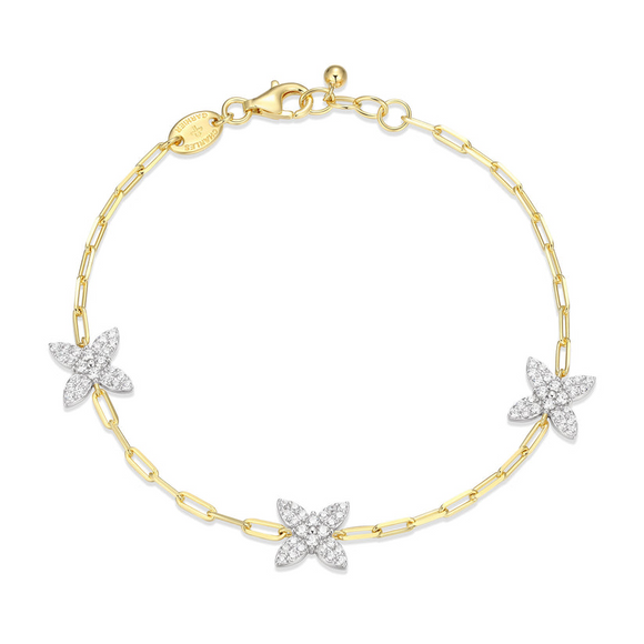 Charles Garnier Gold Plated Paperclip CZ Station Bracelet