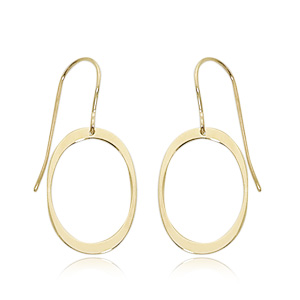 Yellow Gold Medium Simple Oval Hoop Earrings