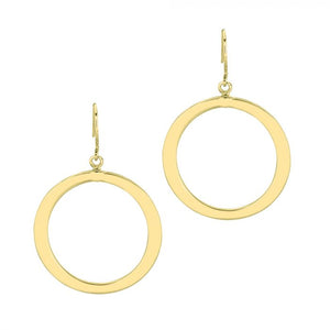 14K Gold Polished Open Circle Dangle Earring