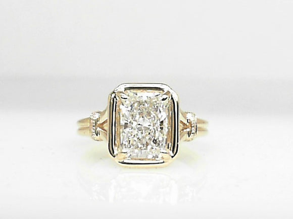 14k Yellow Gold Lab Radiant Cut Diamond 2.08ctw Engagement Ring