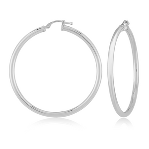 White Gold 2.5mm X 40mm Tube Hoop Earrings