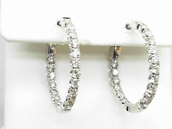 White Gold Oval Inside-Out Diamond Loops