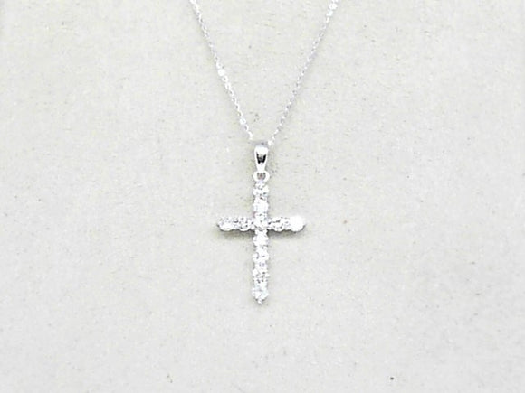 14k White Gold 0.46ct Diamond Cross Pendant