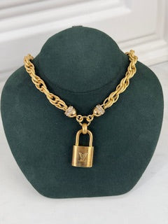 Authentic Louis Vuitton Lock Gold Plated Necklace