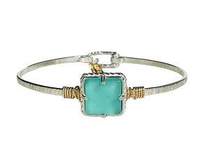 Sterling Silver/ Gold Filled Seafoam Seaglass Bracelet 7"