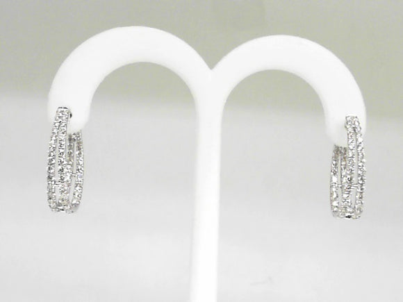 14k White Gold Diamond (2.03ctw) Inside Out Hoop Earrings