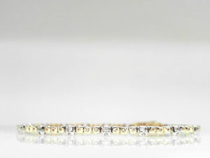 14k Two-Tone Diamond (0.61ct) Beaded Link Bracelet 7"